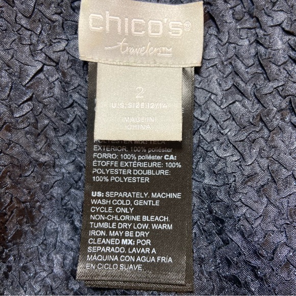 Chico's Sz 2 Sea Shell Abstract Satin Textured Cardigan Duster Midi Jacket 14/16 - Picture 9 of 10